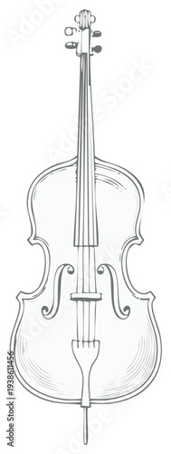 Outline Drawing of a Cello Musical Instrument