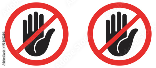 Do Not Enter Vector Icon, hand stop and prohibition sign, flat warning illustration isolated for safety, restricted access, and caution