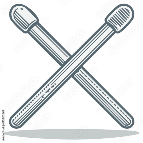 Two crossed matchsticks creating an X shape in a vector art illustration for vintage camping themes or fire safety concepts