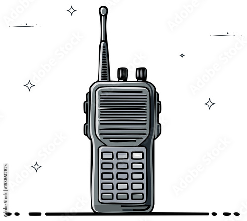 Modern Handheld Two-Way Radio Device with Antenna and Buttons