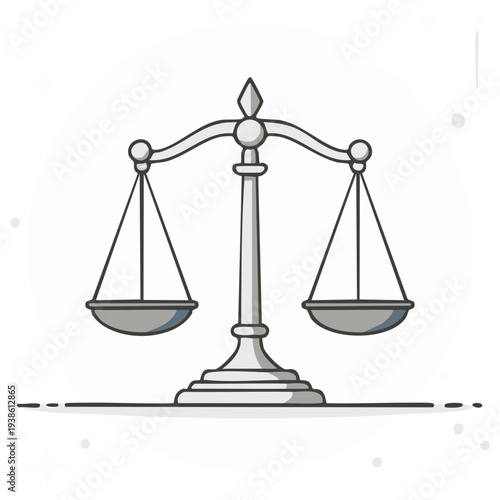 Illustration of a silver justice scale symbol for law and order concept