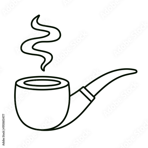 Smoking pipe outline icon for St Patrick Day. Simple classic Irish pipe line illustration for coloring pages, holiday design, stickers, prints and festive themed graphics. Vector. Minimal art.