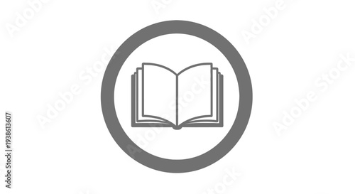 Open Book Icon in Circle, Symbol of Knowledge, Education, Learning, Information