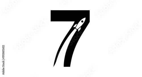 Number 7 with Rocket Launch