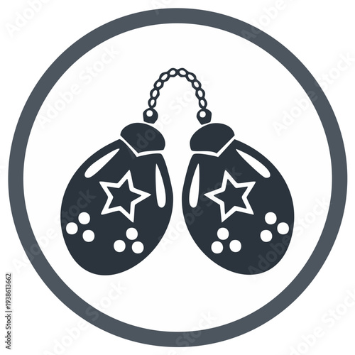 Winter Mittens with Star Design Hanging in a Circle Frame Cold Weather Apparel