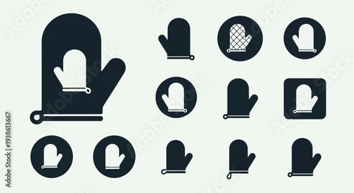 Oven Mitt Icons Set - Kitchen Safety Symbols
