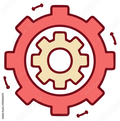 Interlocking gears symbol representing mechanics teamwork and mechanical engineering progress