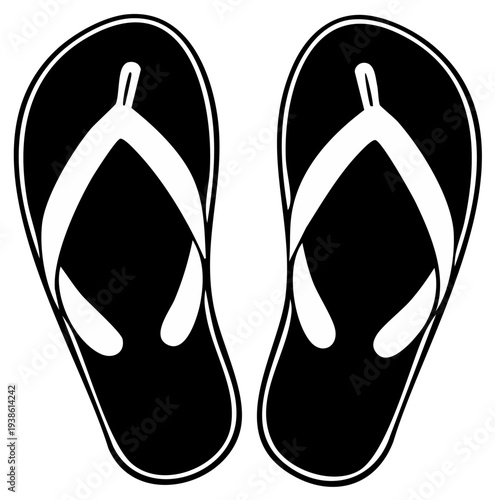 Black and White Flip Flops Summer Beach Footwear Pair Isolated