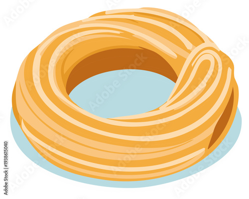 Choux pastry vector illustration. French dessert. Round cream puff cake. Light background.