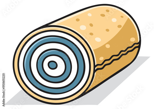 Cylindrical Swiss Roll Illustration featuring Blue Swirls Design Element