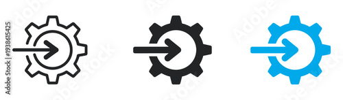 Integration Vector Icons Set, collection of lined and solid integration icons, vector illustrations for software, technology, and digital interface design