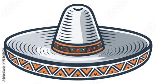 Mexican sombrero hat cartoon illustration