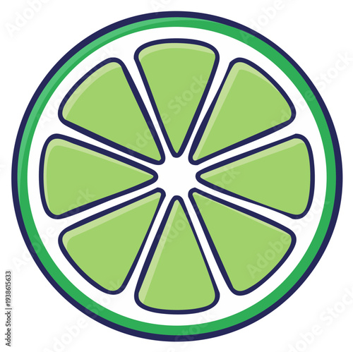Stylized Lime Slice Graphic With Green Outline and White Center