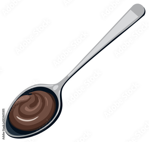 Spoonful of Rich Chocolate Spread Sweet Indulgence Decadent Dessert Creamy Treat