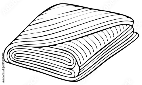 Folded Blanket Line Art Illustration for Textiles and Interior Decoration, Decorative Element