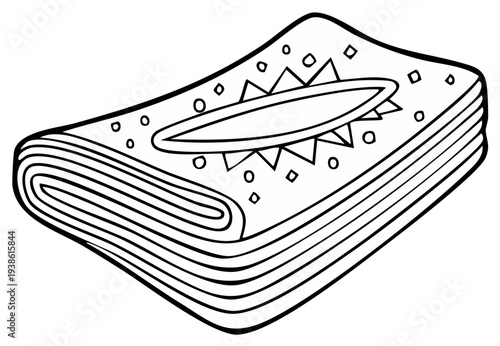 Folded blanket with simple design illustration