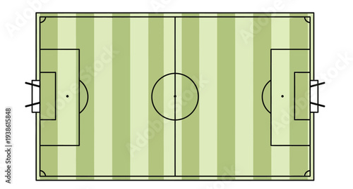 Aerial view of a soccer field with a dark silhouette