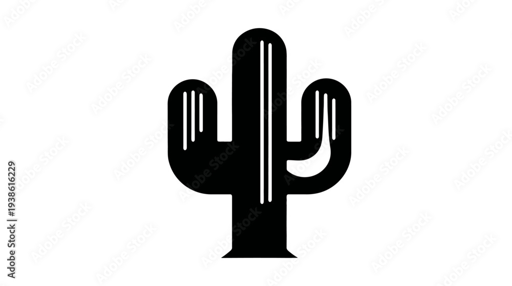 Obraz premium Graphic black and white illustration of a cactus on a white background