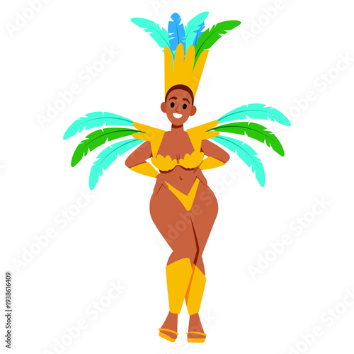 Woman Samba Dancer in Brasilian Carnival Costume 