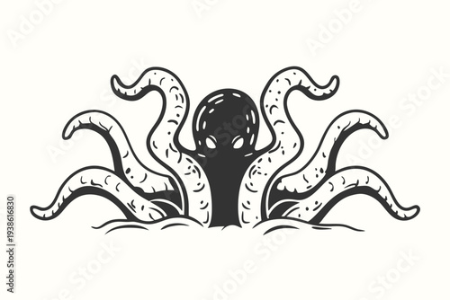 Mysterious alien monster silhouette, unsettling and graphic representation