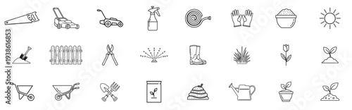 Business management and finance icons set. Strategy planning growth analytics office outline vector icon collection
