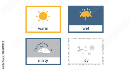 Set of 4 weather icons vector