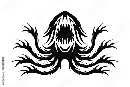 Tentacled alien monster in a black silhouette, representing fear
