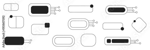 flowchart diagram elements set, arrows and connectors collection, outline shapes pack, callout and title text box icons, editable stroke vector set, business workflow design elements, process diagram 