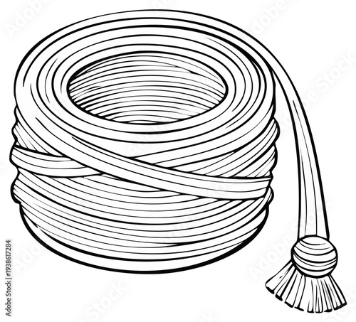 Coiled Rope with Tassel Illustration Knot Marine Nautical Symbol
