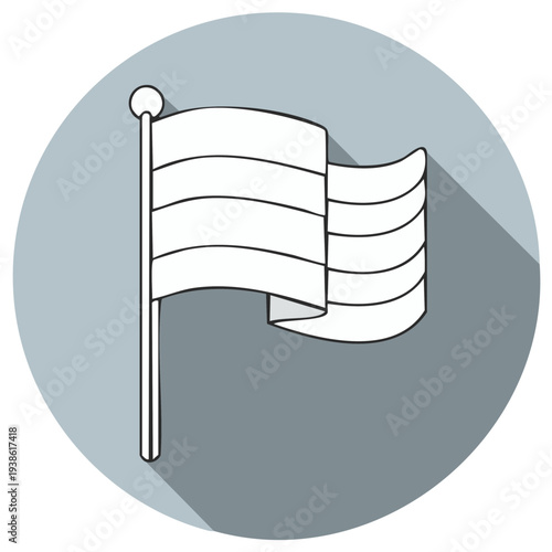 Simple Outline Flag Waving on a Pole with Shadow Effect