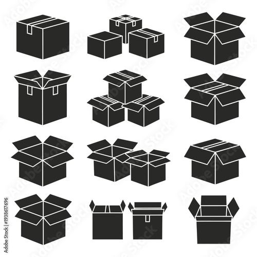 Collection of Various Black Boxes and Crates Opened and Closed