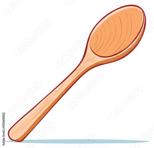 Vibrant Cartoon Wooden Spoon Illustration for Kitchen, Cooking, and Food Concepts