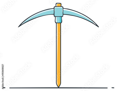Illustration of a mining pickaxe with a sharp point and two curved blades