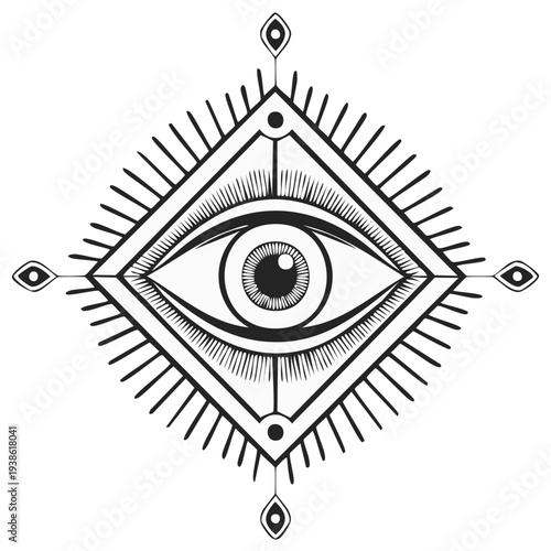 Mystical Eye Symbol Sacred Geometry Abstract Geometric Pattern