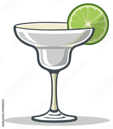 Refreshing margarita cocktail in a classic glass adorned with a vibrant lime wedge
