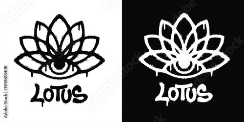 Graffiti lotus eye logo vector design