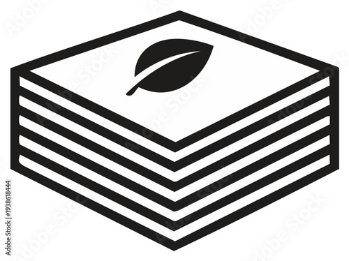 Simple icon of stacked layers with a leaf symbol representing organic or natural materials