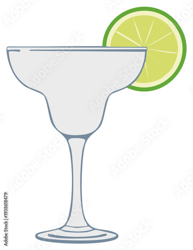 Elegant empty margarita glass with fresh lime slice garnish for cocktails and celebration