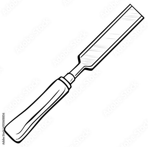 Handheld Woodworking Chisel Tool Drawing Silhouette for Crafting and Carving Projects