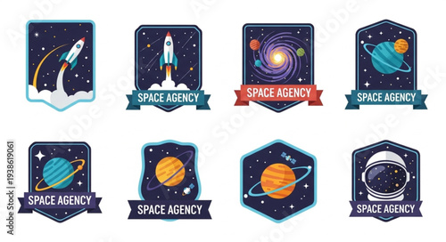Collection of Space Agency Badges and Emblems.
