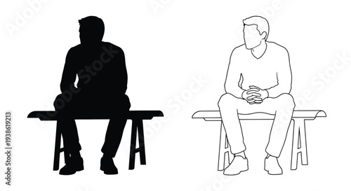 Two seated men one a stark black silhouette