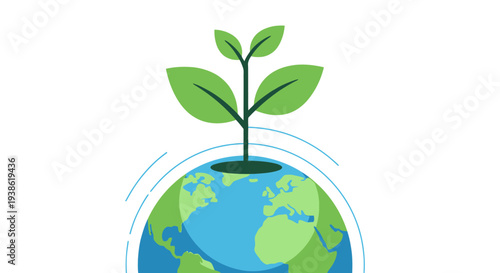 Sprouting Earth with Green Leaves Symbolizing Environmental Conservation and Sustainability.