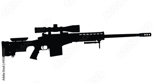 Black rifle with scope a striking weapon silhouette