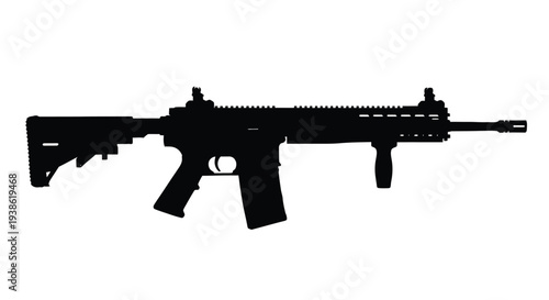 Black rifle weapon against a white background silhouette