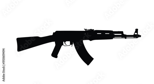 Black ak 47 assault rifle depiction in stark contrast silhouette