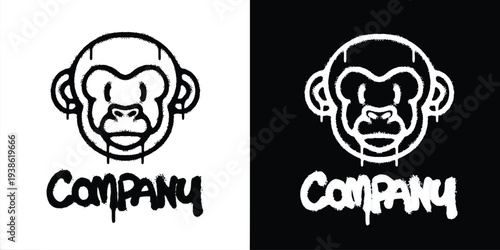 Graffiti Monkey Face logo vector design