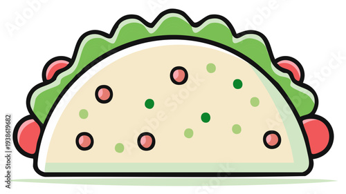 Illustrative Style Taco with Salad and Meat Balls Graphic Mexican Food
