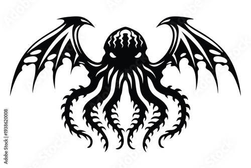 Wallpaper Mural Isolated Silhouette of an Alien Tentacle Monster with Multiple Arms Torontodigital.ca