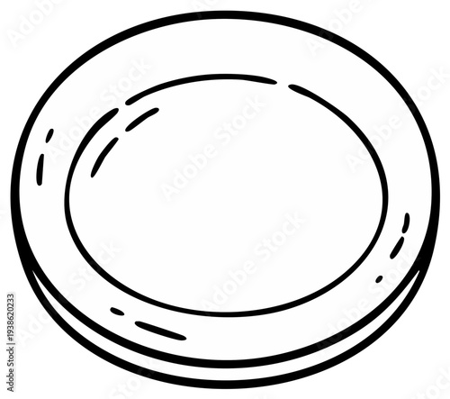 Simple Outline Drawing of a Round Dinner Plate or Shallow Bowl
