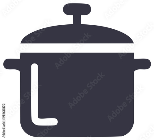 Simple dark cooking pot and lid icon illustration
